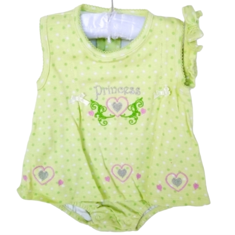 Green Polka Dot Baby Romper